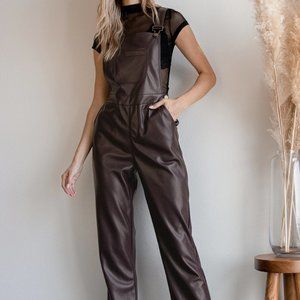 Modern Charm Plum Purple Vegan Leather Overalls